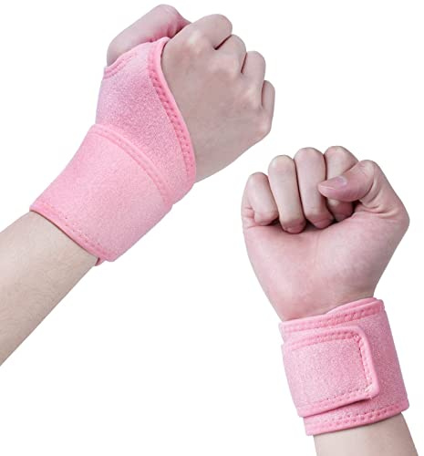 URAQT Handgelenkbandage, 2er-Set Handgelenkstütze Handbandage Mit | Klettverschluss Für Sport Und Alltag, Atmungsaktiv Wrist Wrap Bandage Handgelenk Für Damen Und Herren, Rosa