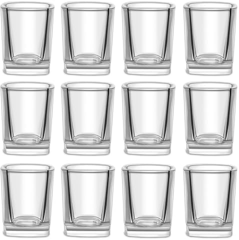 Praknu 12 Schnapsgläser Eckig aus Glas 6cl - Spülmaschinenfest - Standfest dank dickem Boden - Shotgläser für jede Party