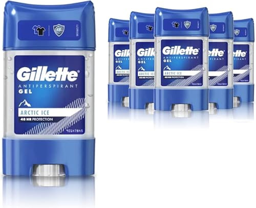 Gillette Anti-Transpirant Deodorant Gel für Männer, 420 ml (70 ml x 6), 48h unsichtbarer Schweiß- und Geruchsschutz, Artic Ice