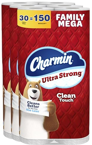 Charmin Toilettenpapier Ultra Strong Clean Touch, 30 Family Mega Rollen = 150 normale Rollen (Verpackung kann variieren)