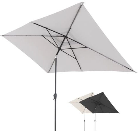 Doppler Sonnenschirm für den Garten Jack 300x200cm in Hellgrau - Rechteckiger Sonnenschirm für Balkon & Terrasse - Schirm knickbar - Großer Balkonsonnenschirm - Kippbarer Kurbelschirm