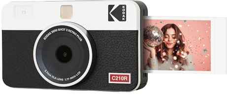 KODAK Mini Shot 2 Retro 4PASS 2-in-1 Sofortbildkamera und Fotodrucker (5,3x8,6cm) + 8 Blatts, Weiß
