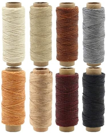ShipeeKin Nähgarn 240 Meter 150D Leder Nähen Gewachster Faden für Lederhandwerk DIY, 0.8mm Durchmesser, 8 Farben. Jeder von 30 Meter