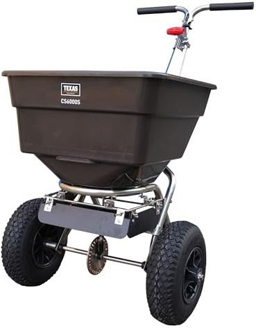 Texas CS6000S Streuwagen | bis zu 300 cm Arbeitsbreite | 58 Liter Fassungsvermögen | Geeignet für Samen, Dünger und Salz