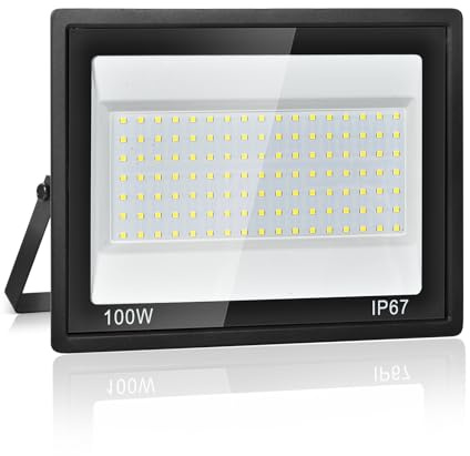 LED Strahler Außen 100W,IP67 Wasserdicht LED Fluter,119 LEDs,10000LM Superhell Außenstrahler,Led Scheiwerfer,7000K Kaltweiß Flutlicht Außenstrahler für den Garten,Hof,Garage,Auffahrt,Werkstatt,Flur