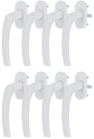 8 x Alu Fenstergriff in Weiß RAL 9016 - Stiftlänge 30mm
