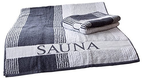 Exklusives XL Saunatuch 80 x 200 cm - 450g/m2 - Oeko Tex 100 - aus dem Hause Dyckhoff (anthrazit/weiß/grau)