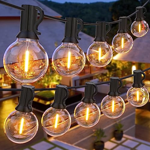GPATIO Lichterkette Outdoor Außen LED Strom, 30M Lichterketten mit 52 Bulbs | Aussen Wetterfest, Bruchsich Birnen, lichterkette Außen, Einfach Montierbar Garten Balkon Pavillon Party Glühbirnen