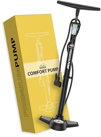 DANSI Fahrradpumpe I Standluftpumpe passend für alle gängigen Ventile inklusive Manometer & Adaptern I luftpumpe Fahrrad, luftpumpe (Comfort,)