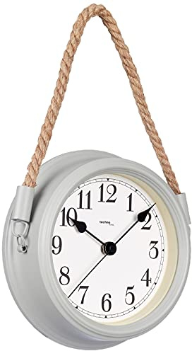 Technoline Lifestyle Wanduhr WT 7130, Dekorative Wanduhr, Nostalgie, Maritim, mit Kordel, grau, 22 cm