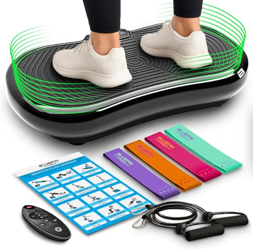 Bluefin Fitness Ultra Slim Power Vibrationsplatte | Innovativer Vibro Shaper | 5 Programme + 180 Stufen | Ganzkörpertraining | Geräuscharmes Heimfitnessgerät | Einfach zu verstauen | Kompaktes Design