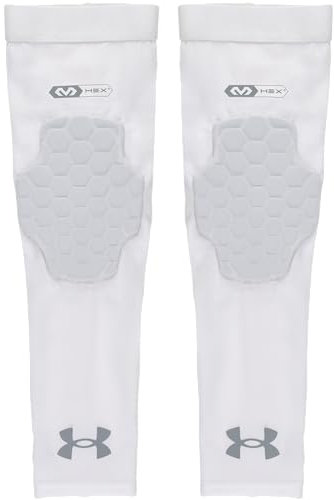 Under Armour Gepolsterte Volleyball-Ellenbogenbandagen, Schutz auf dem Platz, Kompressionsmanschetten, Jugend- und Erwachsenengrößen, Weiss/opulenter Garten, Medium