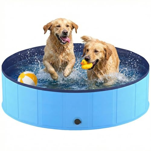 Hundepool faltbar, Planschbecken für Hunde 120 x 30 cm, Anti-Rutsch-Platten, Schnelle Entwässerung, Hundebadewanne, Swimmingpool Verdickt PVC