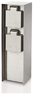 Philips Rock Outdoor Doppelsteckdose, Edelstahl | Wetterfeste Steckdose, 2 Stecker, Optimale Stromversorgung für LED Außenbeleuchtung
