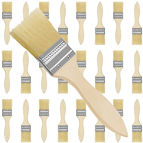 Kurtzy Malpinsel 5,1 cm (24 Stück), Flacher Pinsel, professionelle Holzmalerei, zum Bemalen, Färben, Lack, Kleber und Heimwerken – Pinselset aus Holz