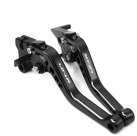 HTDCELERIX Für MT-07 MT 07 2014 2015 2016-2024 CNC Aluminium Einstellbare kurze Bremse Kupplungshebel Motorrad Zubehör(schwarz)