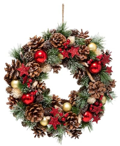 Feeric Lights & Christmas - Weihnachtskranz, Stechpalme, Stern, Durchmesser 35 cm