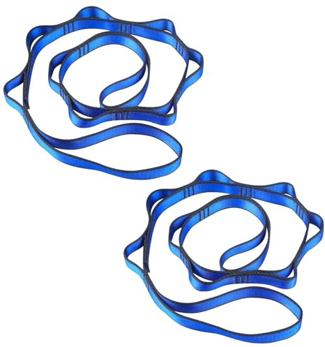 2 Stücke 110 cm Daisy Chains,Yoga Hängematte Verlängerungsgurte,Kletterschlinge,Verstellbares 8-Loops Nylon Kletterschlaufe Übungsband Gurte für Klettern