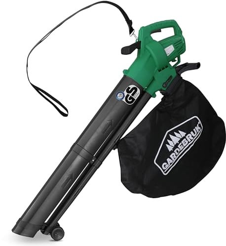 GARDEBRUK® Elektro Laubsauger 3 in 1 3000W Schultergurt 270km/h Rollen 45L Fangsack Laubbläser Häcksler Gartensauger Grün