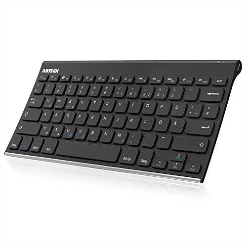 Arteck Bluethooth Tastatur, QWERTZ Deutsche Wireless Tastatur mit Rostfreier Stahl Kabellose Tastatur, für iOS iPad Pro, iPad Air, iPad mini, Android, MacOS, Windows, Tablets, PC, Smartphone