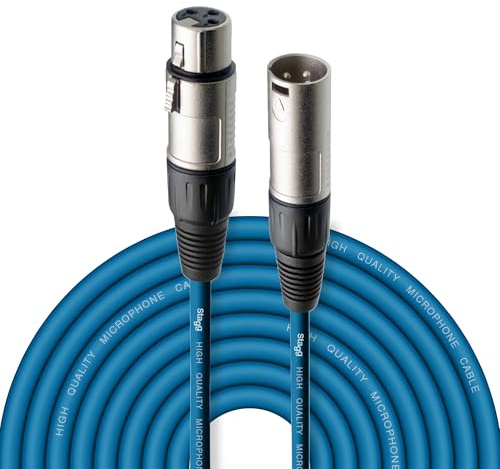 Stagg 10 m Hochwertiges XLR auf XLR-Stecker Mikrofon Kabel blau, 10m