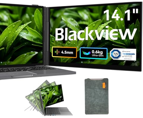 Blackview SCM6 Laptop Bildschirm Erweiterung(600g 4.5mm), 14 FHD IPS Augenpflege Laptop Screen Extender, Ultra-Dünner Gaming Monitor für 13“-17“ Laptops, Geeignet für Laptop/PC/Mac/PS3/4/5/Xbox