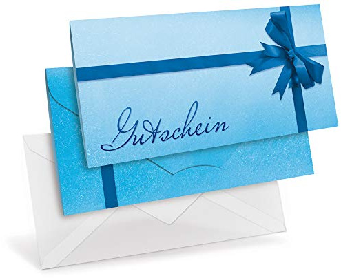 Premium Gutscheinkarten (10 Stück) mit transparenten Briefumschlägen, verschließbare Faltkarte, DIN lang