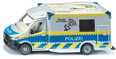 Siku 2301, Polizeiauto Mercedes-Benz Sprinter, Polizei-Spielzeug, 1:50, Metall/Kunststoff, Blau/Weiß, Drehbare Satellitenschüssel, Abnehmbares Dach, Diverse Türen zum Öffnen