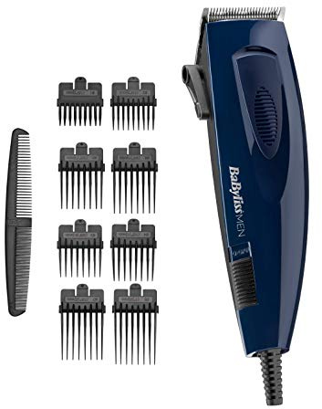 BaByliss for Men E695E Haarschneider Blau mit 8 Aufsätzen, Netzbetrieb, 3-25mm Schnittlänge
