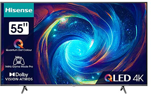 Hisense 55E7KQ PRO 139cm (55 Zoll) Fernseher, 4K UHD, QLED, Smart TV, HDR, Dolby Vision IQ, 144Hz (VRR), HDMI 2.1, Game Mode PRO, Triple Tuner, Alexa Built-In, Dolby Atmos, Dunkelgrau [2023]