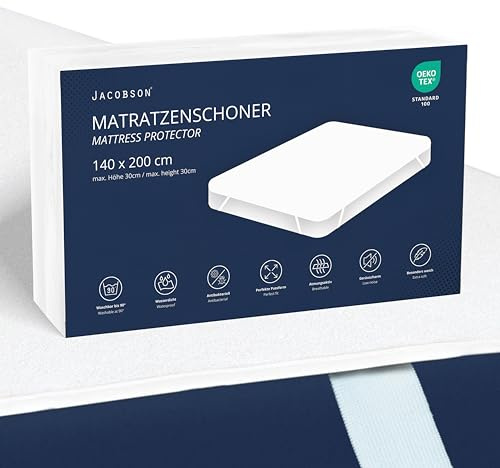 JACOBSON Matratzenschoner 140 x 200 cm - wasserdichte Matratzenauflage - atmungsaktiver Matratzenschutz (140x200cm)