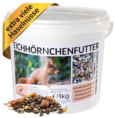 Canifee - Eichhörnchenfutter 1 kg artgerechtes Wildtierfutter als ganzjährige Futtermischung - Ganzjahresfutter mit der extra Portion Haselnüsse - auch für Streifenhörnchen