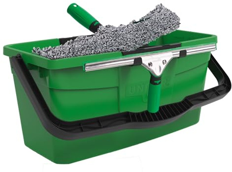 Unger ErgoTec Profi Fensterreiniger 3in1 Advanced Kit 35 cm Set | 3in1 Profi-Set mit 35 cm Fensterabzieher, Wischer und 12 Liter Eimer.