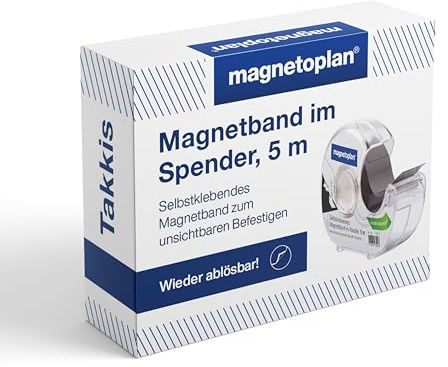 magnetoplan Takkis Magnetband, selbstklebend | im Handabroller | BxL 19mmx5m | Magnetklebeband für Moderation und Präsentation | Magnetstreifen für Büro, Schule und Zuhause