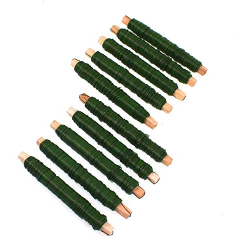 Floral-Direkt 10 Rollen Wickeldraht grün Blumendraht Bindedraht a 100g 0,65mm 1kg