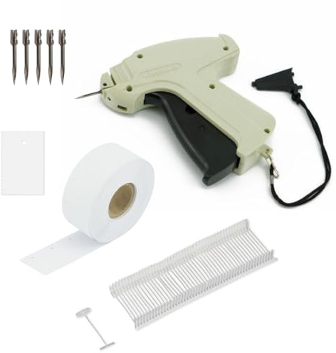 Pokornys - Etikettierpistole Arrow 9S Standard - im Set mit 5 Ersatznadeln & 1.000 Heftfäden Standard 40mm & 1.000 Kartonetiketten 30x45mm I Etikettiergerät zur Befestigung von Etiketten an Textilien