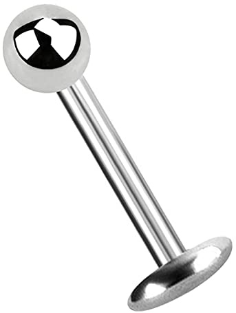 Titan Piercing Labret Stecker 4 mm Platte in 1,2 mm Stärke mit 3 mm Titan-Kugel