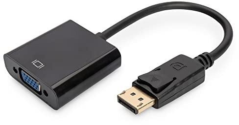 DIGITUS DisplayPort Grafik Adapter, DP zu VGA, QXGA 60Hz, 2048 x 1536 Pixel, Schwarz