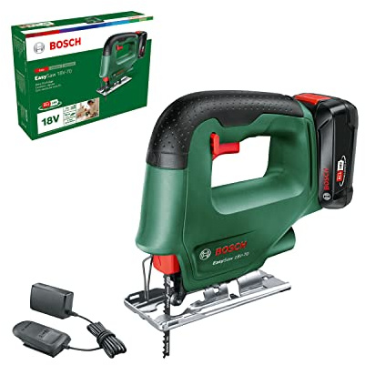 Bosch Akku Stichsäge EasySaw 18V-70 (2,0 Ah Akku, 18 Volt System, mit 1 Stichsägeblatt, Ladegerät AL 18V-20, im Karton)