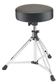 K&M 14020 Drummersitz Picco Schwarz, rund - Stahl verchromt, Kunstleder - Hocker für Schlagzeug - höhenverstellbar