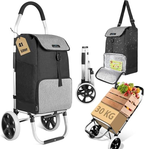Safe Age® Einkaufstrolley mit Kühlfach und Sackkarren-Funktion - Einkaufswagen - Trolli - Klappbar