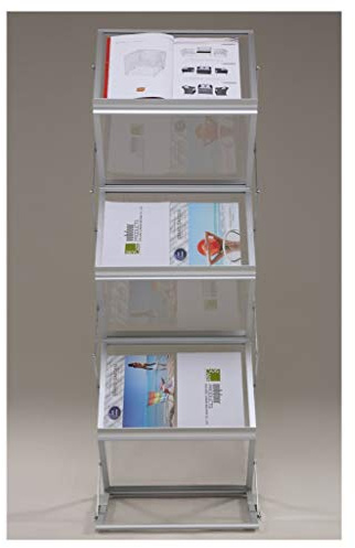 Prospektständer 6 Ebenen Faltbar, Aluminum, mit Tragtasche, Prospekthalter Katalogständer Flyerständer Infoständer JL3527