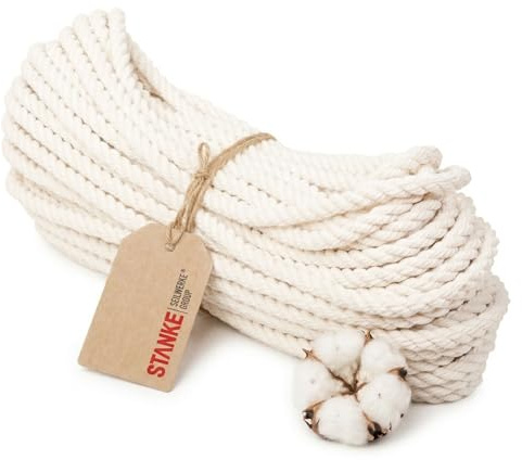 Seilwerk STANKE Baumwollkordel 8mm x 50m, Seil, Baumwollseil, Beige | Makramee Dekoseil, Laces, Garn, Bastelschnur, DIY Rope, Handwerk, Hundespielzeug, leicht zu knoten, 100% natürliche Baumwolle