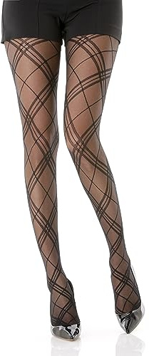 Gi&Gi Velati Damen-Strumpfhose, Rautenmuster, mit unsichtbaren Füßen, 40 Denier, Made in Italy, Nr. 1609, Schwarz , S-M