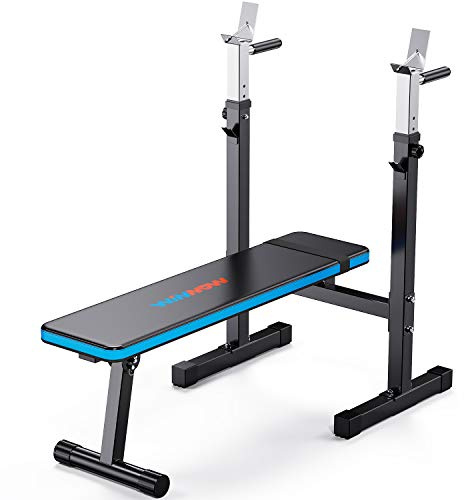 WINNOW Verstellbare Hantelbank mit Dip-Station Klappbare Schwerlast Gewichtheben Bank Heimtraining Fitnessstudio Multifunktion Trainingsbank