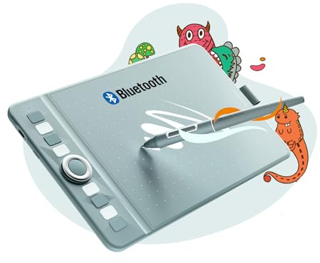 GAOMON WH851 Drahtloses Grafiktablett, Batteriefreier AP519 Digitaler Stift, 8 Programmierbare Drucktasten, Ideal zum Zeichnen, Studieren und Arbeiten (Grün)