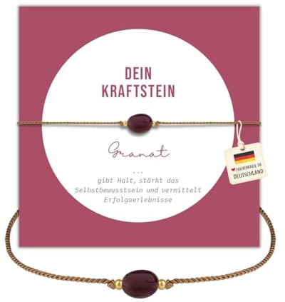 happymaker - Edelstein Armband Damen, handgefertigt in Deutschland mit Goldperlen, Geschenkkarte und Geschenkverpackung, Mutmacher Geschenk