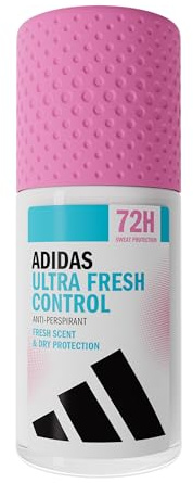 adidas Ultra Fresh Control Anti-Transpirant Deodorant Roll-On für sie, 72 Stunden Schweiß-Schutz, Duft mit zitrischen, minzigen und blumigen Noten, vegane Formel ohne Alkohol, 50ml