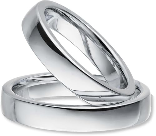 Kolibri Rings Partnerringe Silber 925 Paarpreis Massiv 4 mm Breite Nickelfrei Freundschaftsringe Trauringe Eheringe 100% Made in Germany- Inkl. Gratis Etui + Gravur (Hochglanz Poliert)