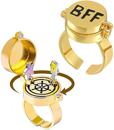 YeahBoom 2 Stück Beste Freunde Ring,Süßes BFF Ringe,Einstellbar Offene Kappe Ring,Beste Freunde für Immer Ringe,Freundschaftsring,Schmuckgeschenke für Frauen